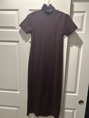 Zara Brown Turtleneck Knit Midi Dress - Women's